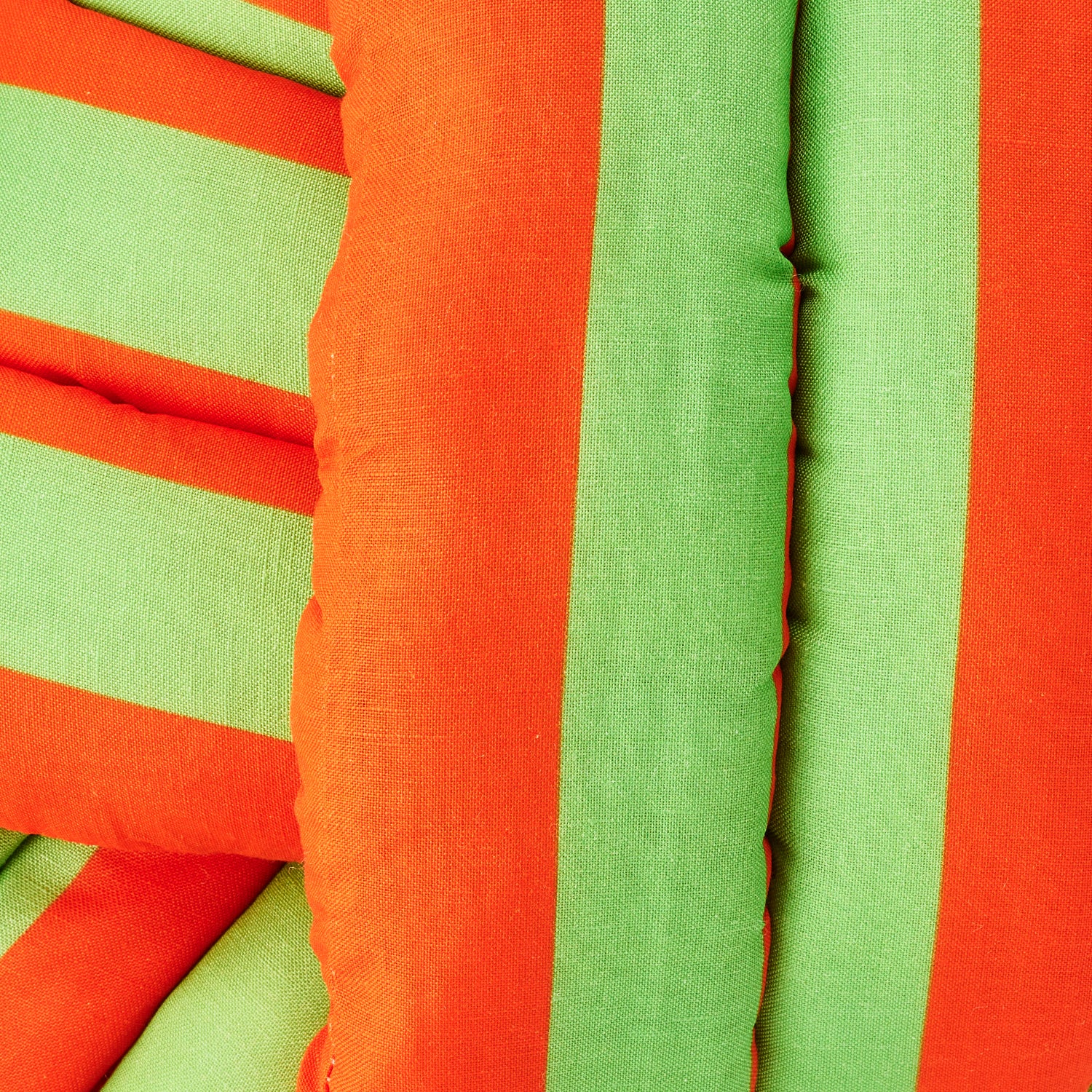 Musubi Cushion - Linen&Rayon | Candy Stripes in Pumpkin x Lime Green