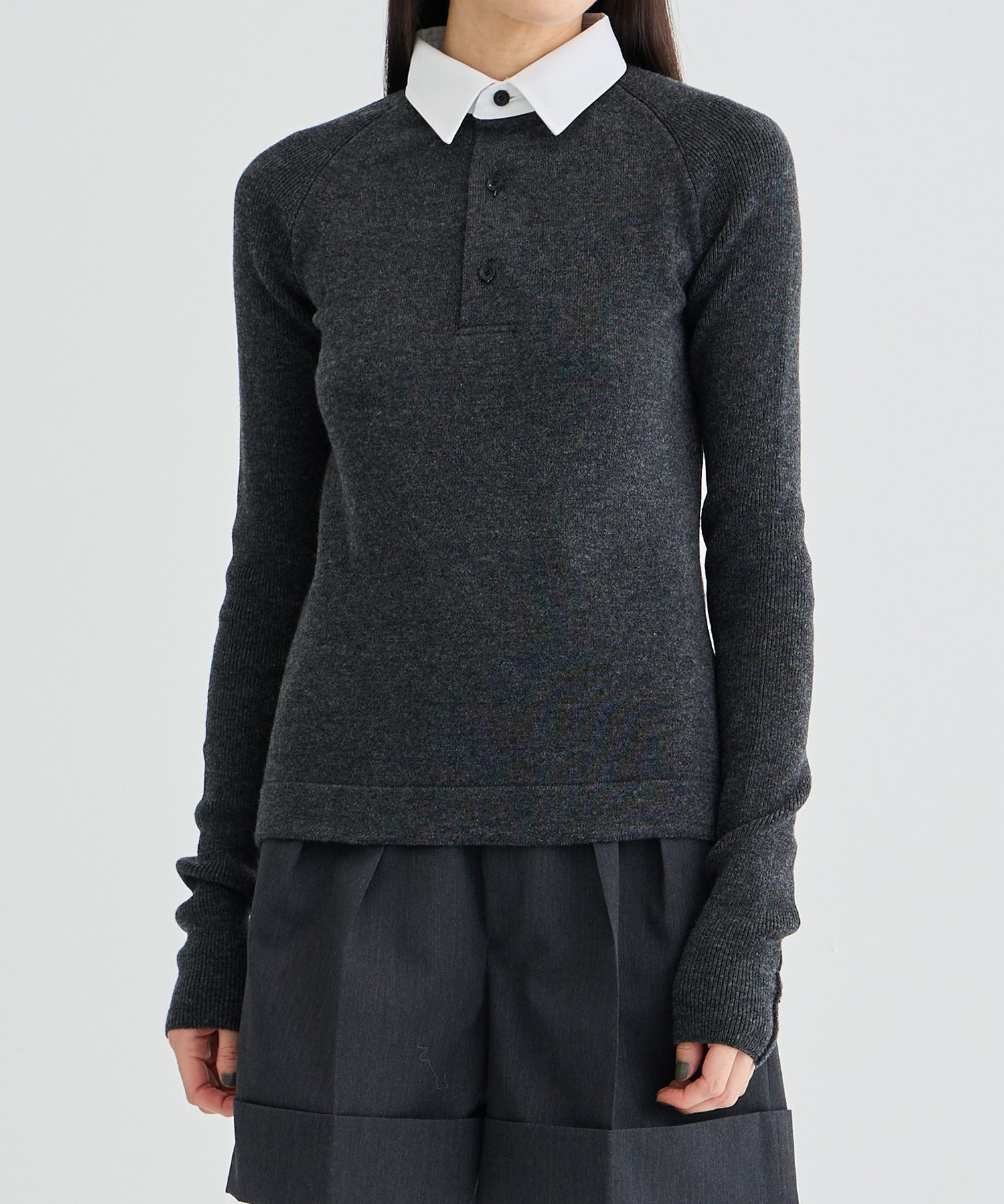 RERACS CLERIC POLO KNIT(36 GREY): THE RERACS: WOMENS｜ STUDIOUS