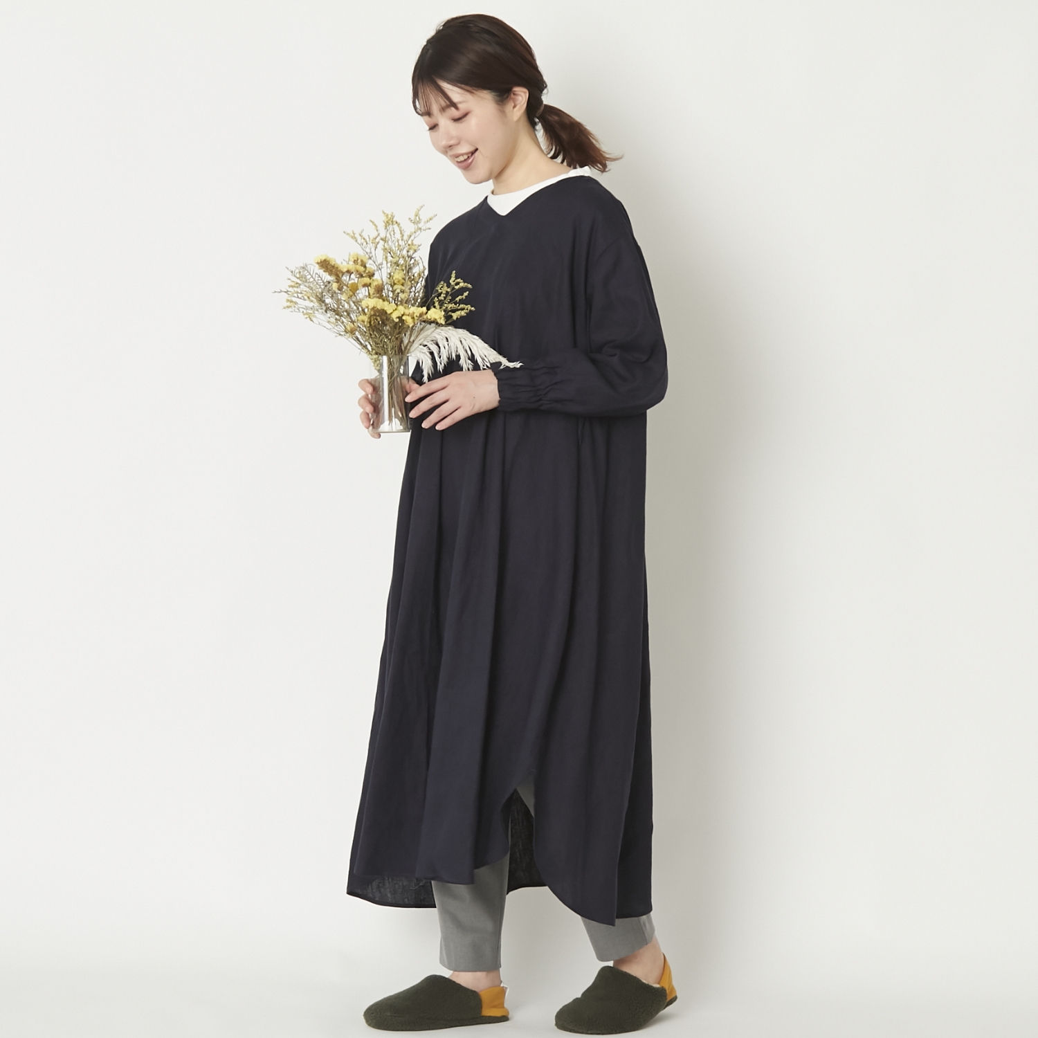 woof/かっぽう着 ロング丈 -家事・育児の動きも気分も優雅になる