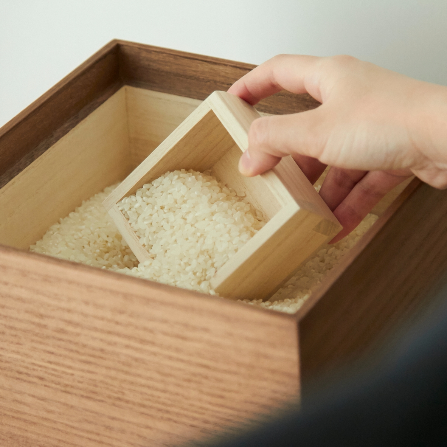 増田桐箱店/米櫃 柿渋 10kg -透明の蓋で中が見やすい！気密性抜群でお