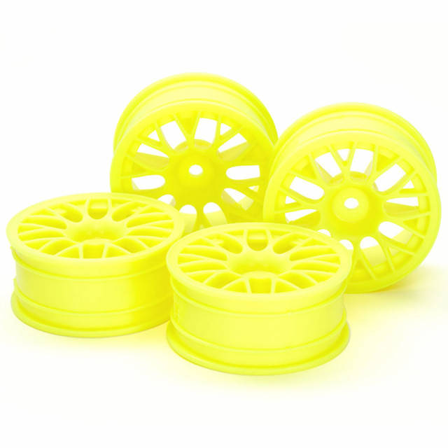 メッシュホイール4本(蛍光イエロー)(24mm幅・オフセット+2) [OP-1850