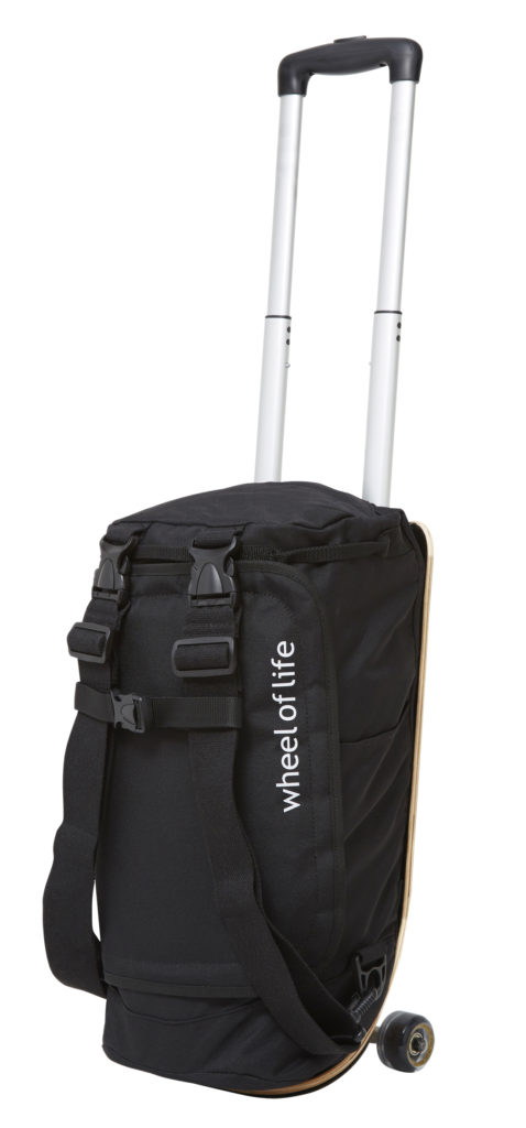 スケートボードをモチーフにしたクールなキャリーバッグ「Wheel of